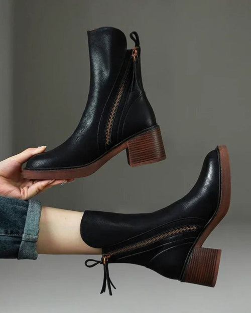 Maren - Women's Chic Zip-Up Leather Boots