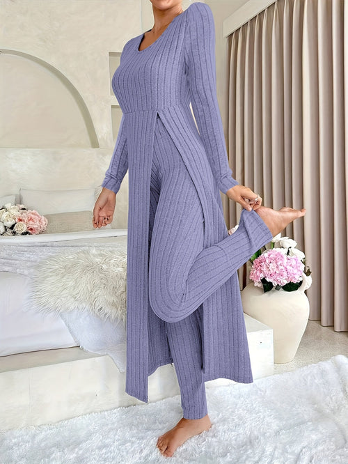 Verity - Women's Cozy Ribbed Two-Piece Lounge Set