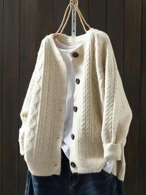Jessamine - Women's Chunky Cable Knit Cardigan
