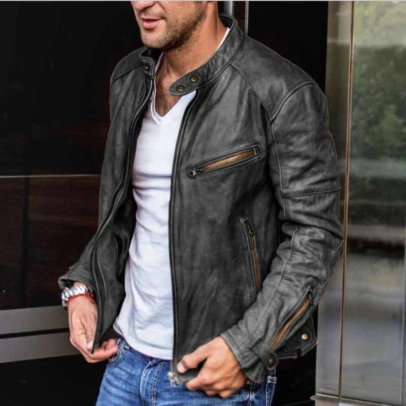 Ambrose - Men's Zip-Front Moto Leather Jacket