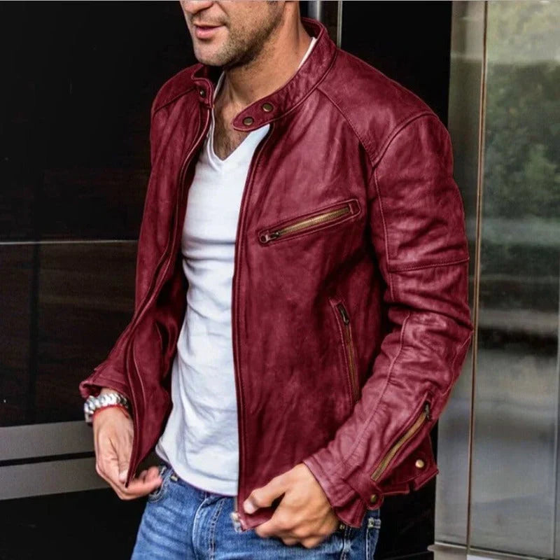 Ambrose - Men's Zip-Front Moto Leather Jacket