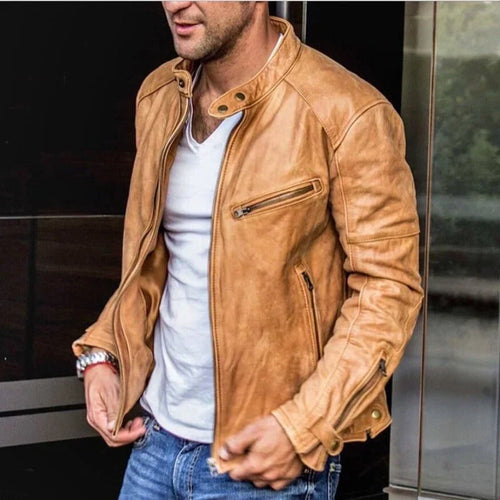 Ambrose - Men's Zip-Front Moto Leather Jacket