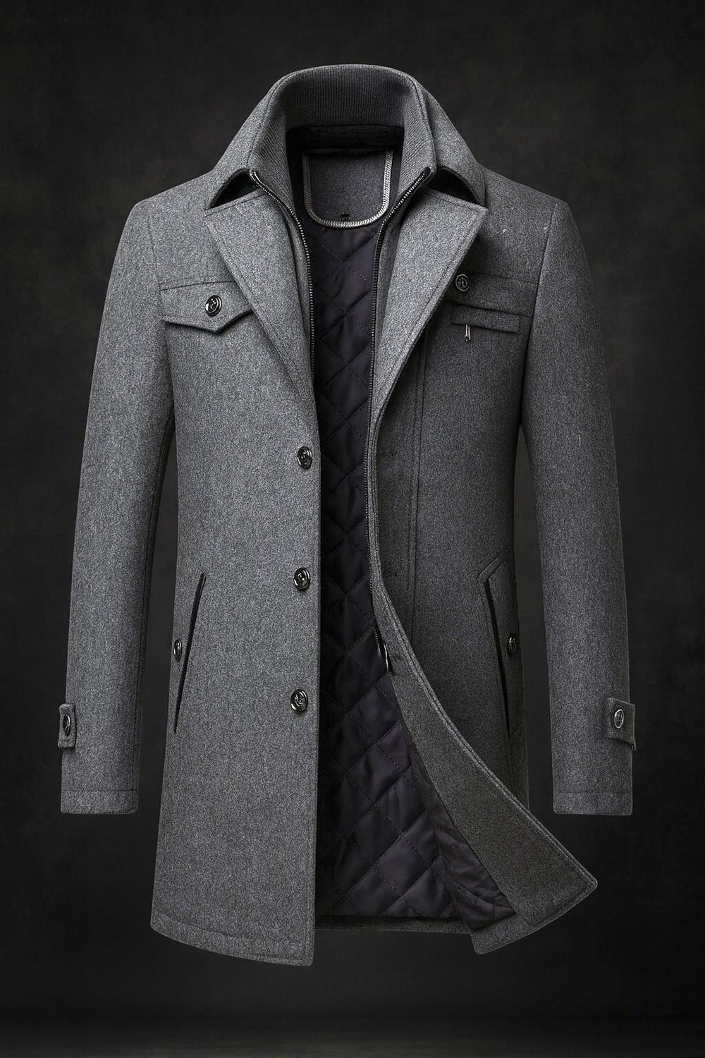 Beckett - Men's Wool-Blend Overcoat Trench Coat