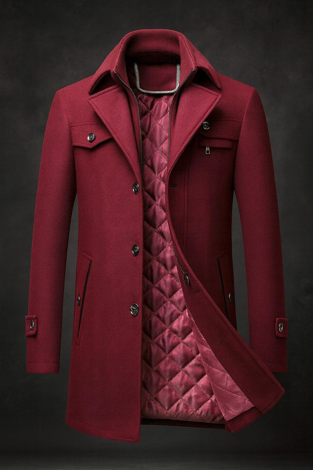 Beckett - Men's Wool-Blend Overcoat Trench Coat