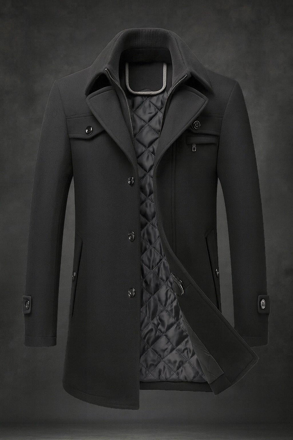 Beckett - Men's Wool-Blend Overcoat Trench Coat