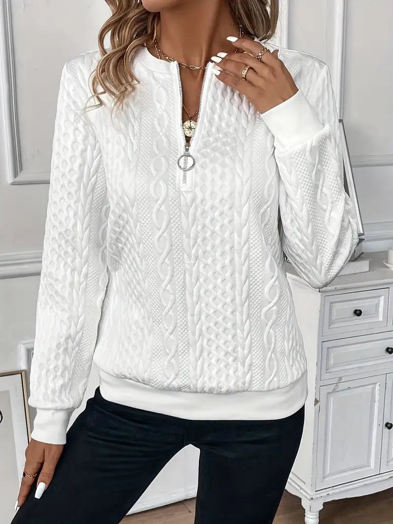 Seraphina - Women's Contrast Full-Zip Knitted Sweater