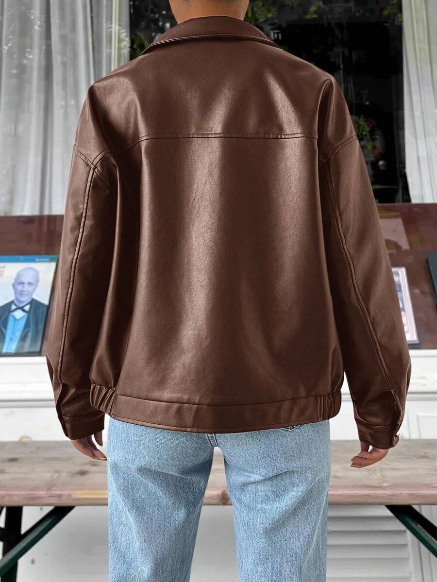Adelaide | Women's Oversized Zip Up Faux Leather Jacket