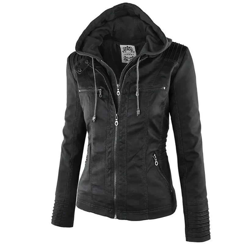Adeline | Women's Fitted Zip Up Faux Leather Jacket