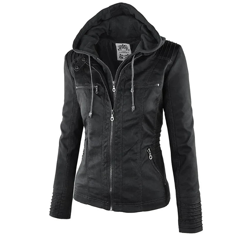 Adeline | Women's Fitted Zip Up Faux Leather Jacket