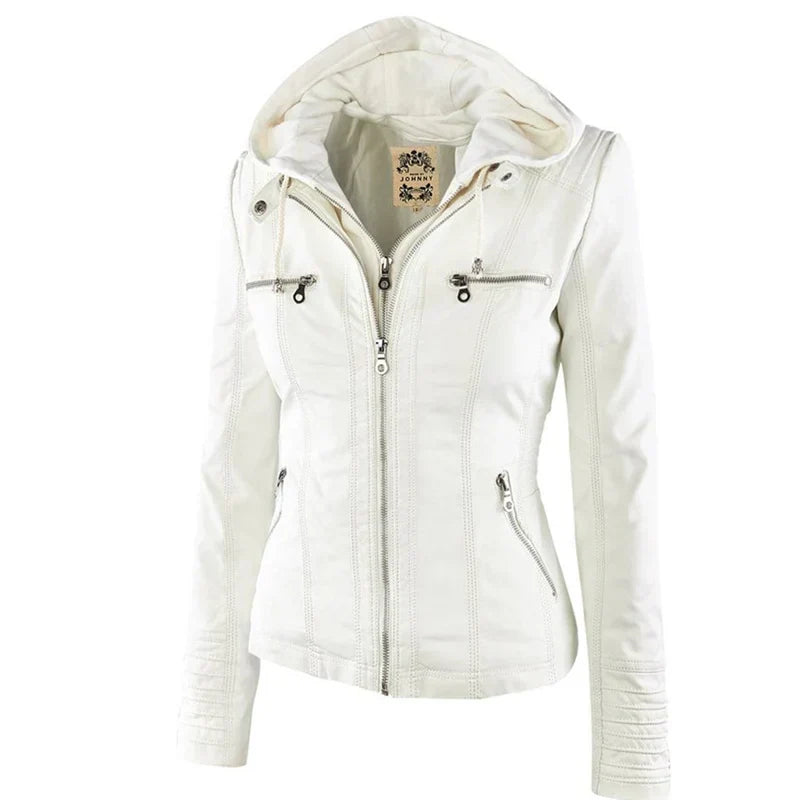 Adeline | Women's Fitted Zip Up Faux Leather Jacket