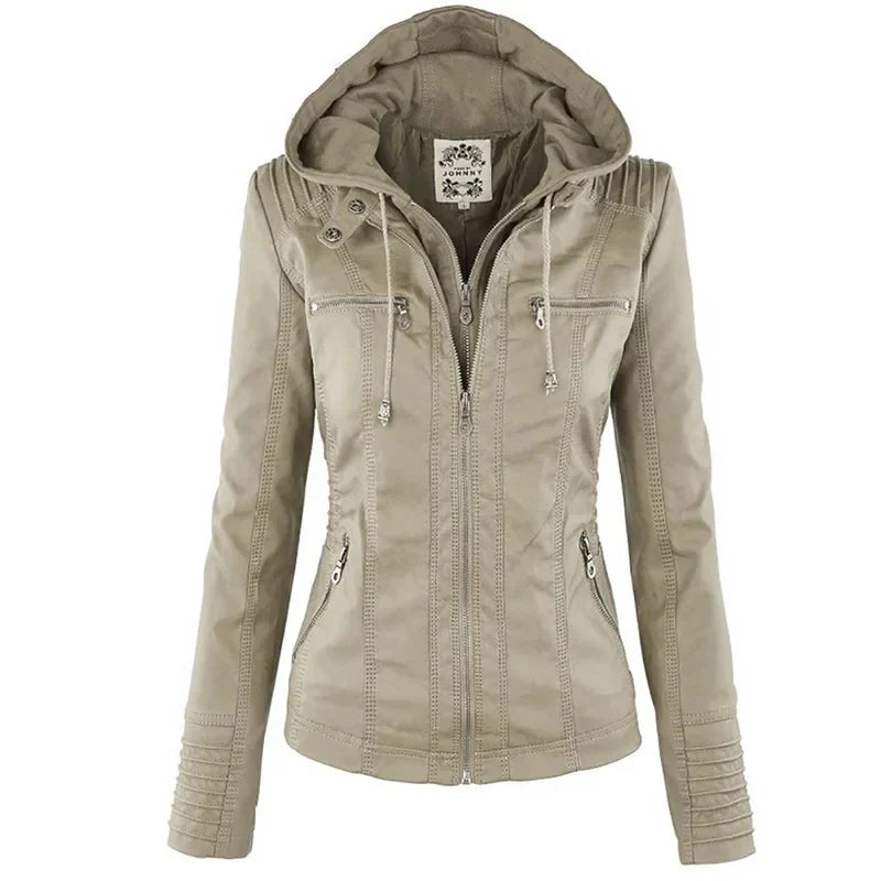 Adeline | Women's Fitted Zip Up Faux Leather Jacket