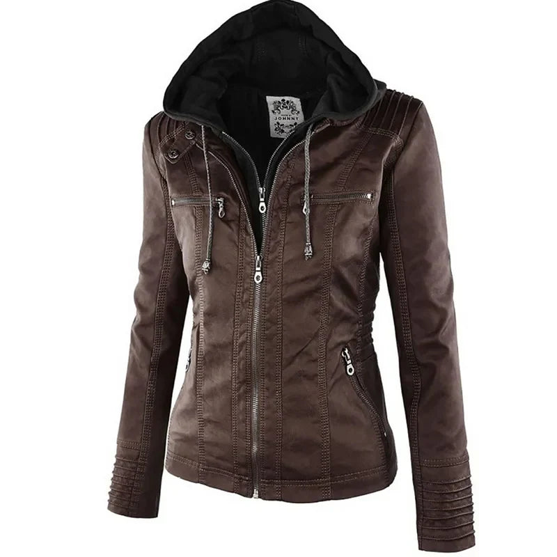 Adeline | Women's Fitted Zip Up Faux Leather Jacket