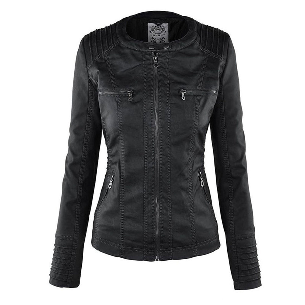Ariadne | Women's Fitted Hooded Leather Jacket Zip Up