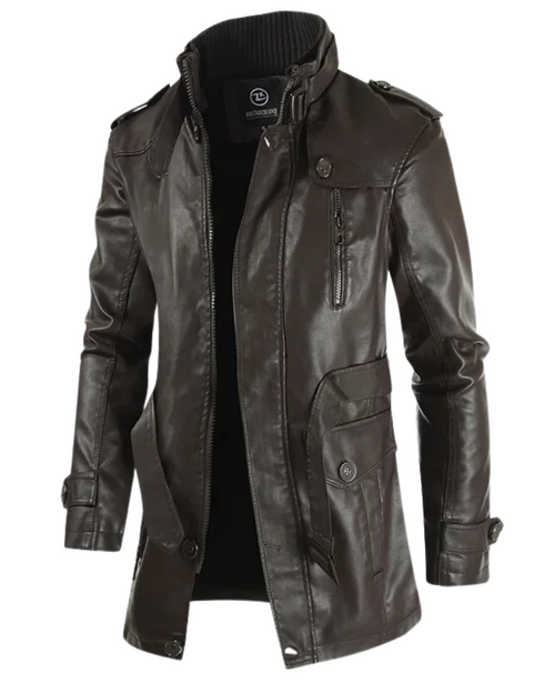 Arlo | Men's Leather Biker Jacket Long Coat