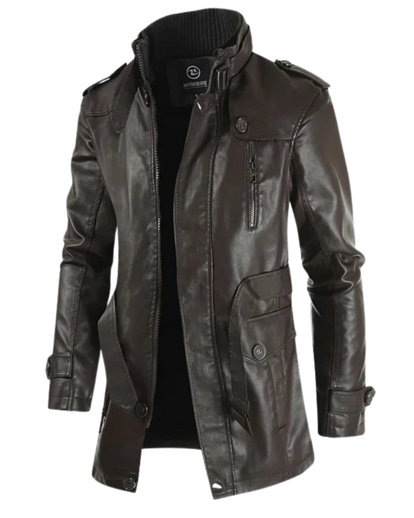 Arlo | Men's Leather Biker Jacket Long Coat
