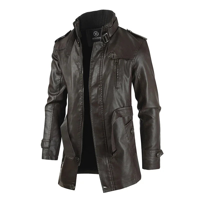 Arlo | Men's Leather Biker Jacket Long Coat