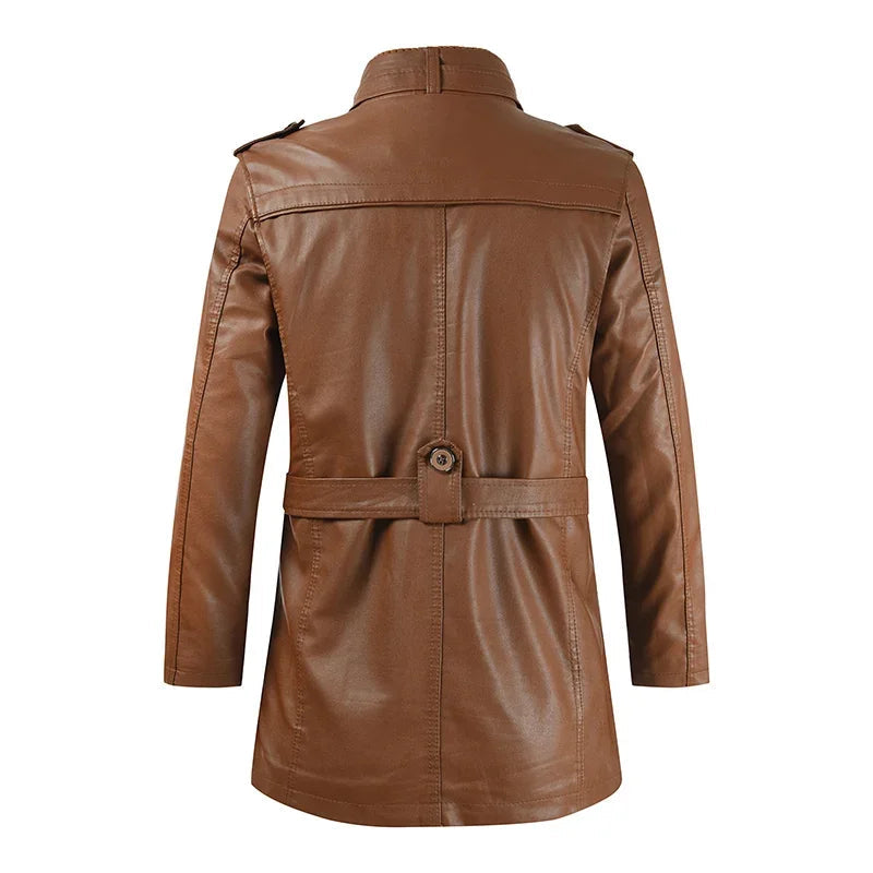 Arlo | Men's Leather Biker Jacket Long Coat