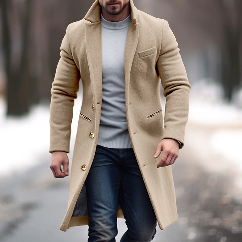 August | Men's Wool Coat Trench Overcoat