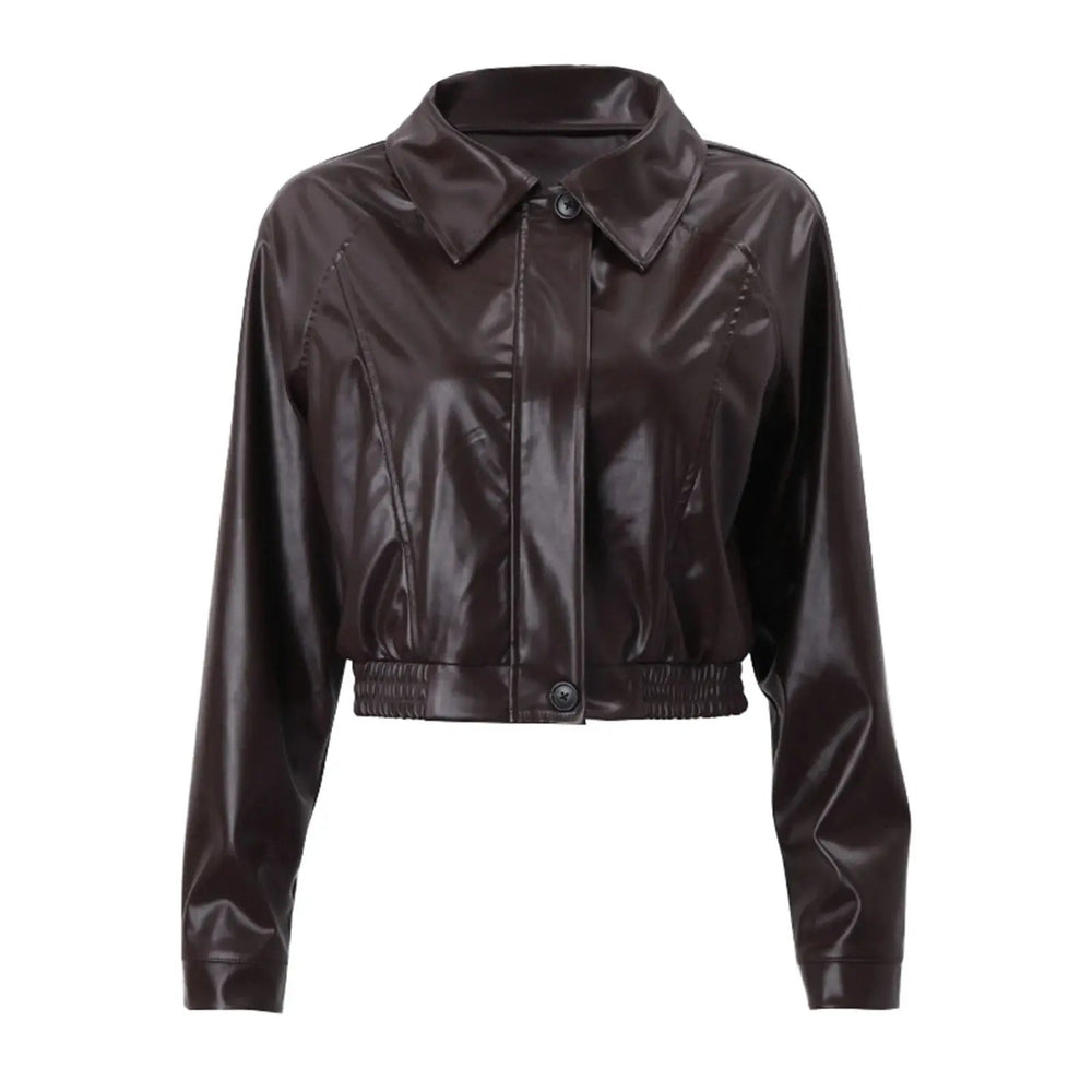 Aveline | Women's Cropped Moto Leather Jacket Zip Up