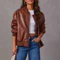 Avery | Women's Oversized Faux Leather Bomber Jacket