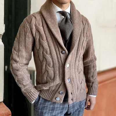 Baptiste | Men's Shawl Collar Cable Knit Cardigan