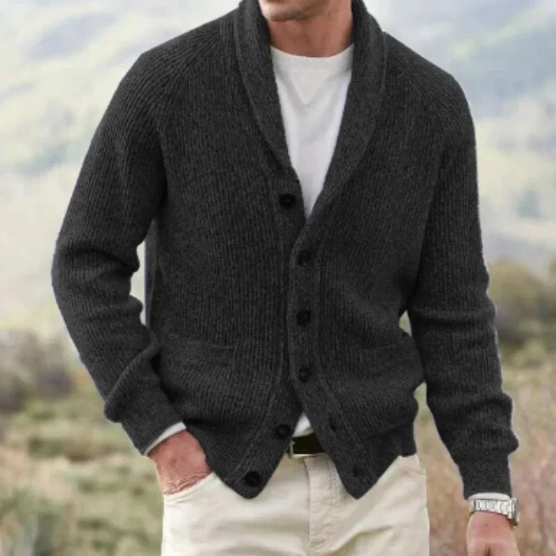 Dorian | Men's Button Up Cardigan Knitted Shawl Collar