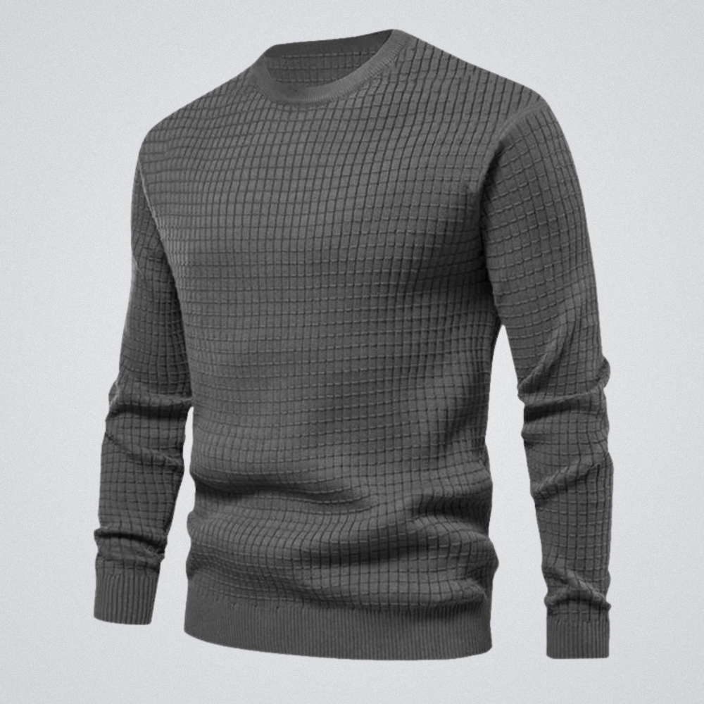 Ezra | Men's Waffle Knit Sweater Crew Neck