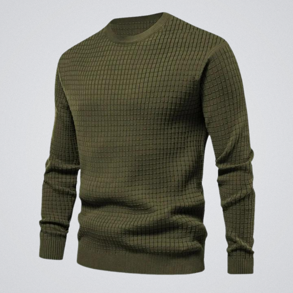 Ezra | Men's Waffle Knit Sweater Crew Neck