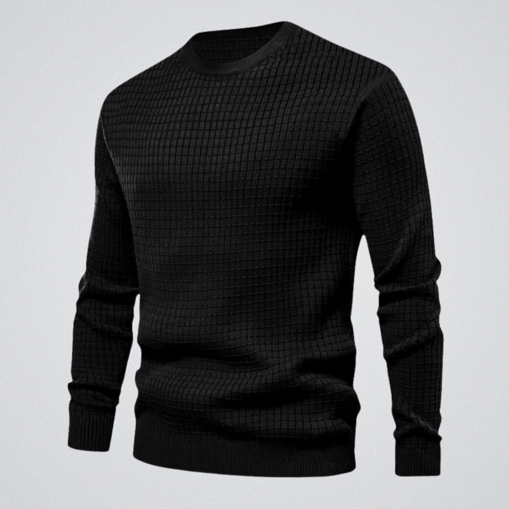 Ezra | Men's Waffle Knit Sweater Crew Neck