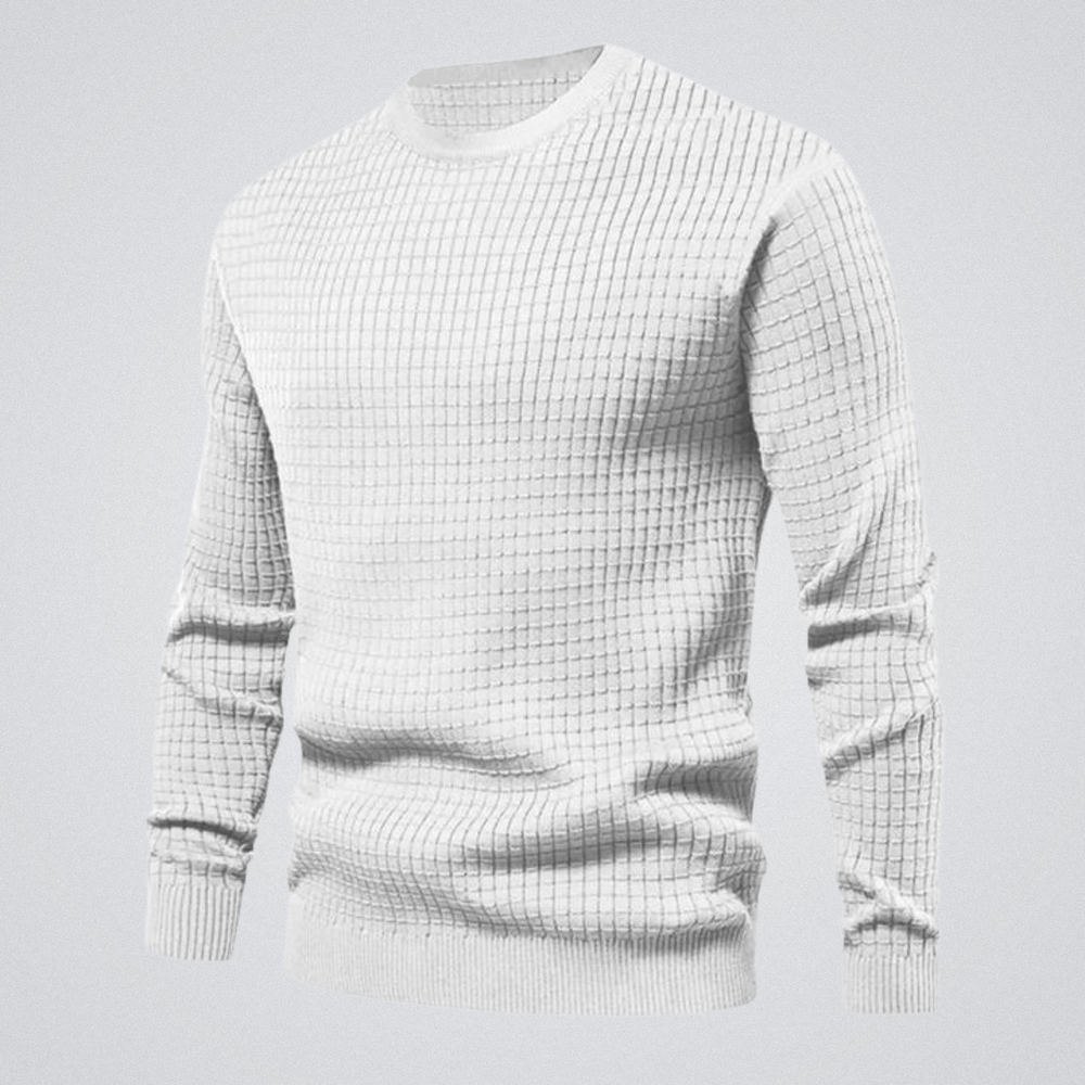 Ezra | Men's Waffle Knit Sweater Crew Neck