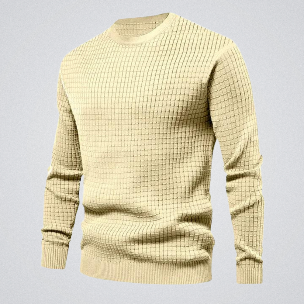 Ezra | Men's Waffle Knit Sweater Crew Neck