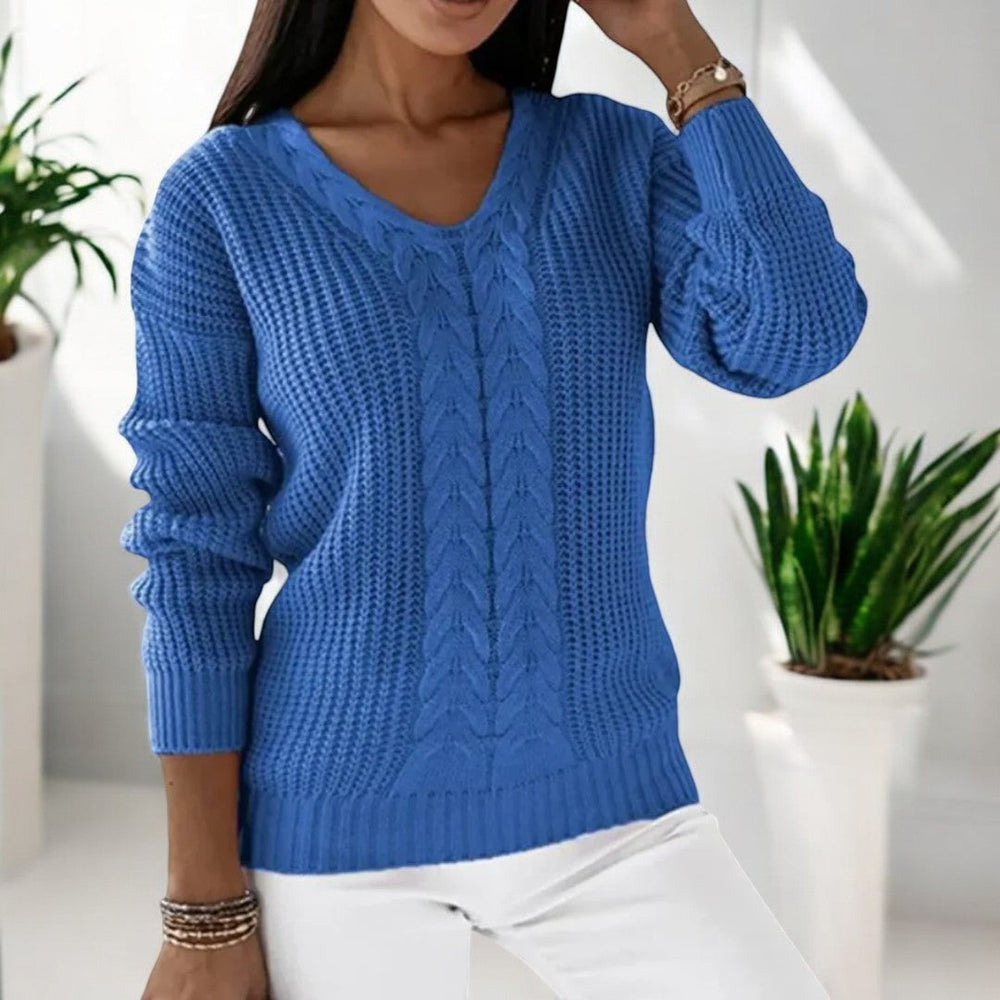 Fiona | Women's Cable Knit V Neck Sweater