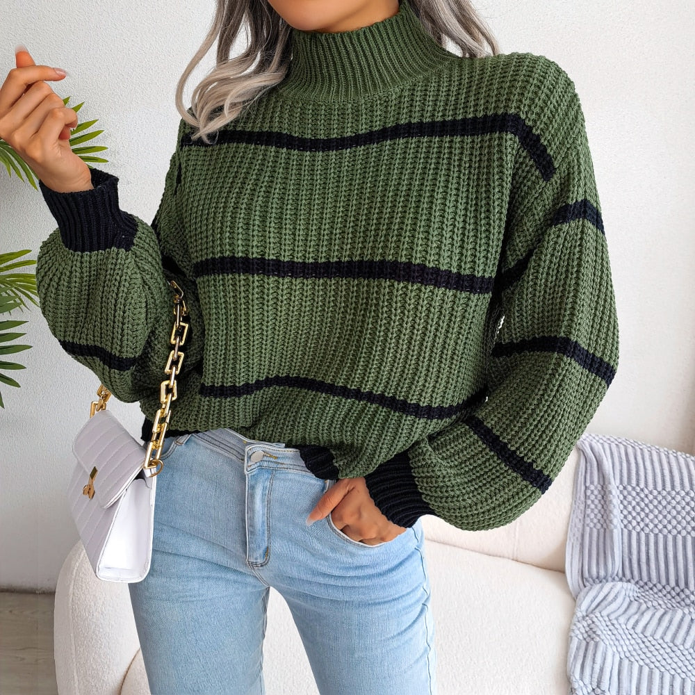 Georgia | Women's Ribbed Turtleneck Sweater Slouchy