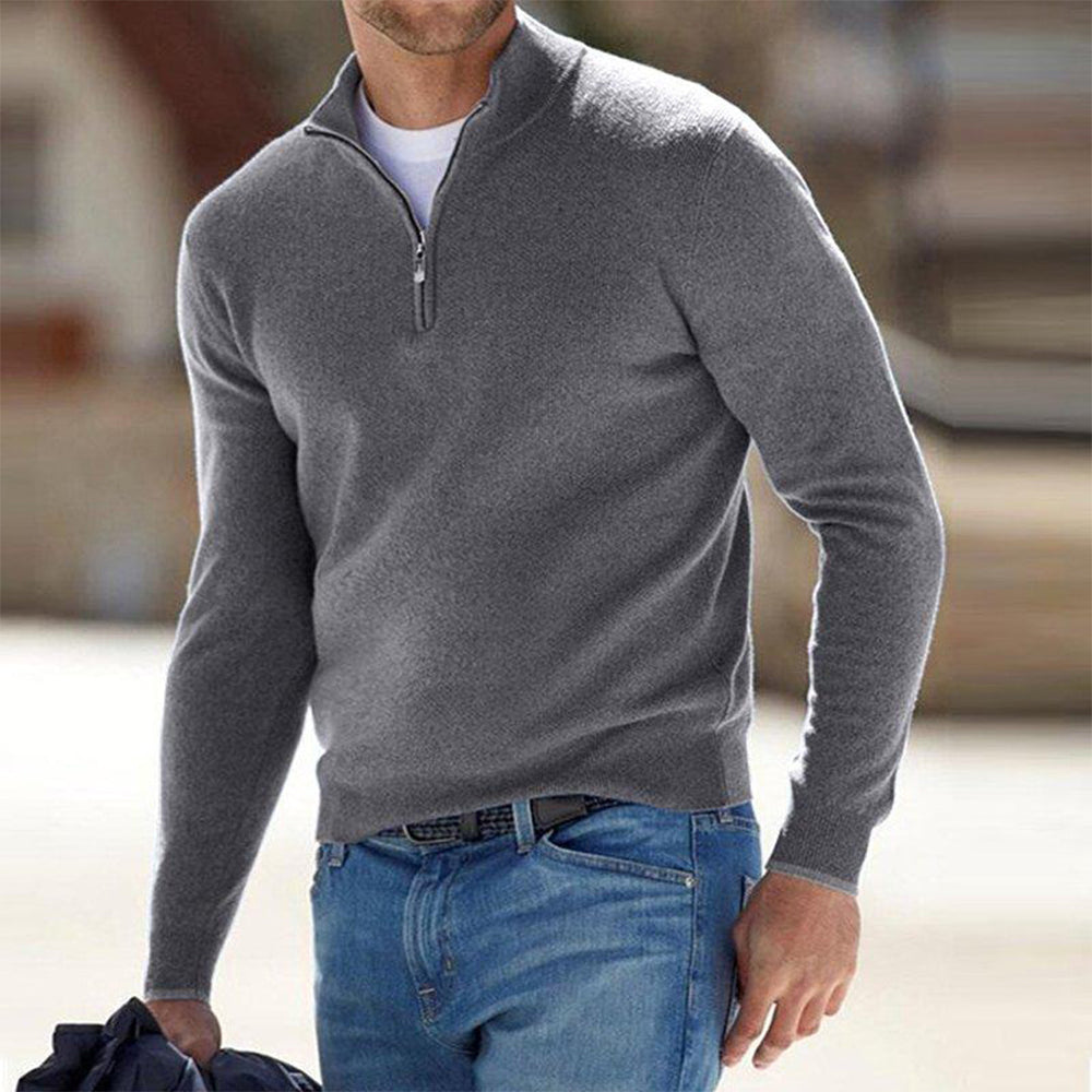 Gregor | Men's Half Zip Sweater Knitted Funnel Neck