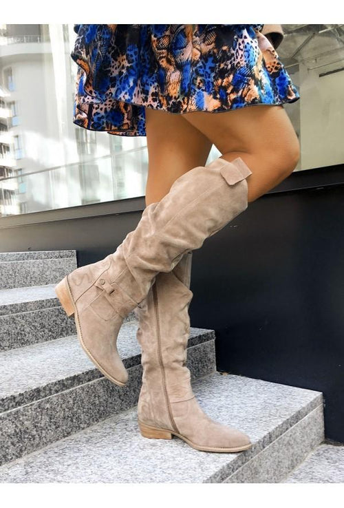 Persephone - Women's Suede Fleece-Lined Knee Boots