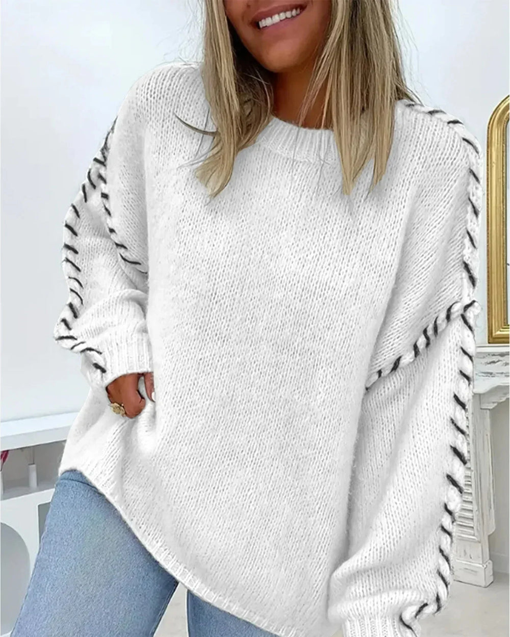 Ilse | Women's Crew Neck Knitted Sweater Soft Knit