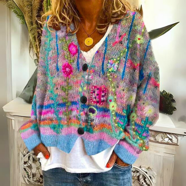 Jemima | Women's Floral Button Up Knitted Cardigan