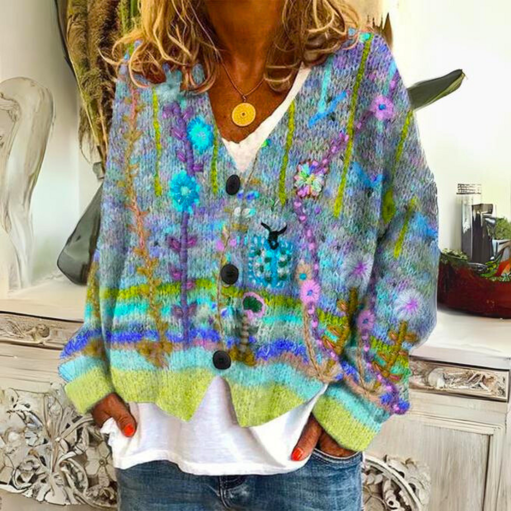 Jemima | Women's Floral Button Up Knitted Cardigan