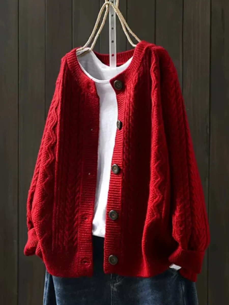 Jessamine | Women's Cable Knit Cardigan Oversized Button Up