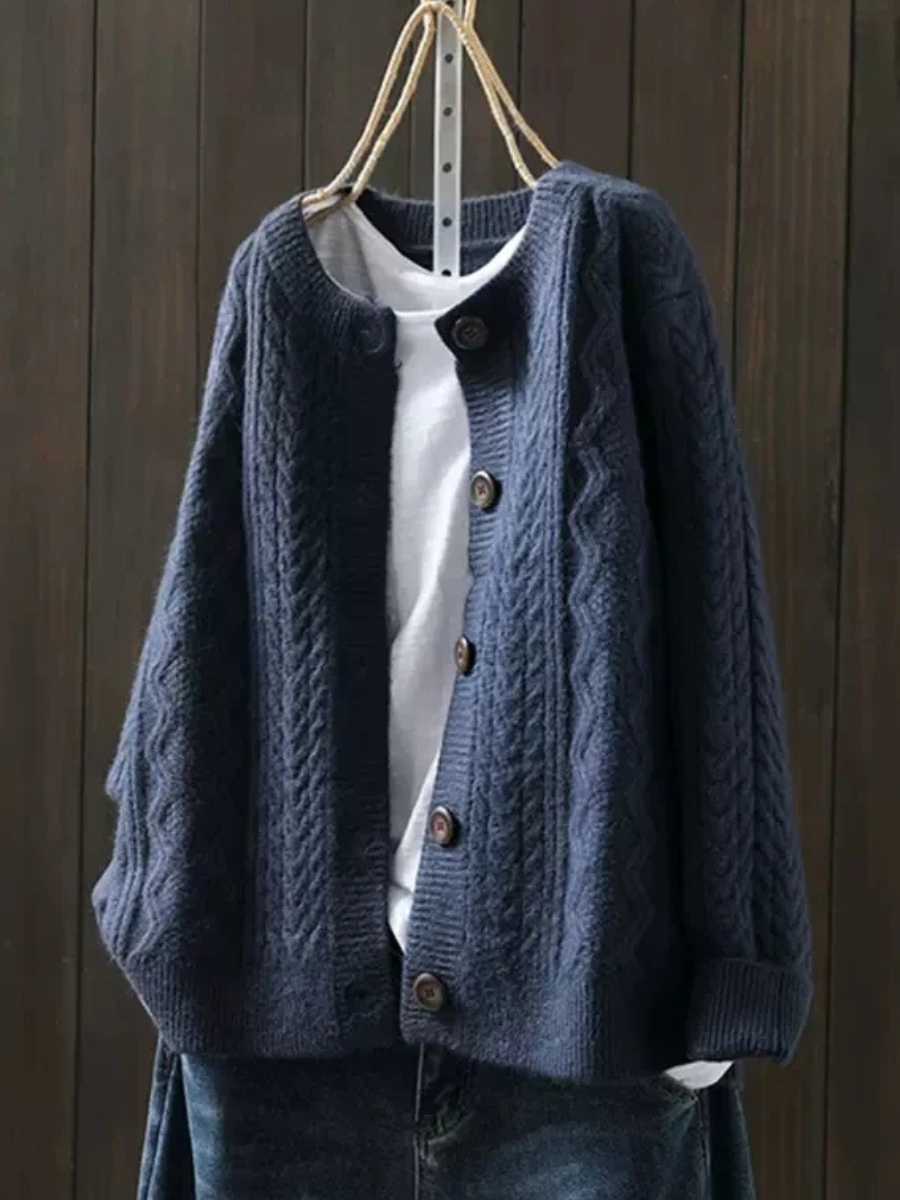 Jessamine | Women's Cable Knit Cardigan Oversized Button Up