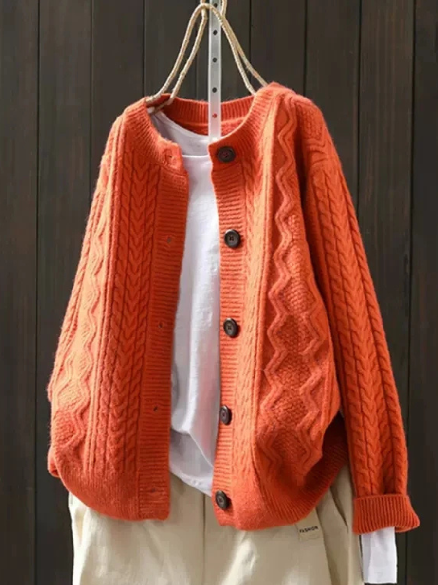 Jessamine | Women's Cable Knit Cardigan Oversized Button Up