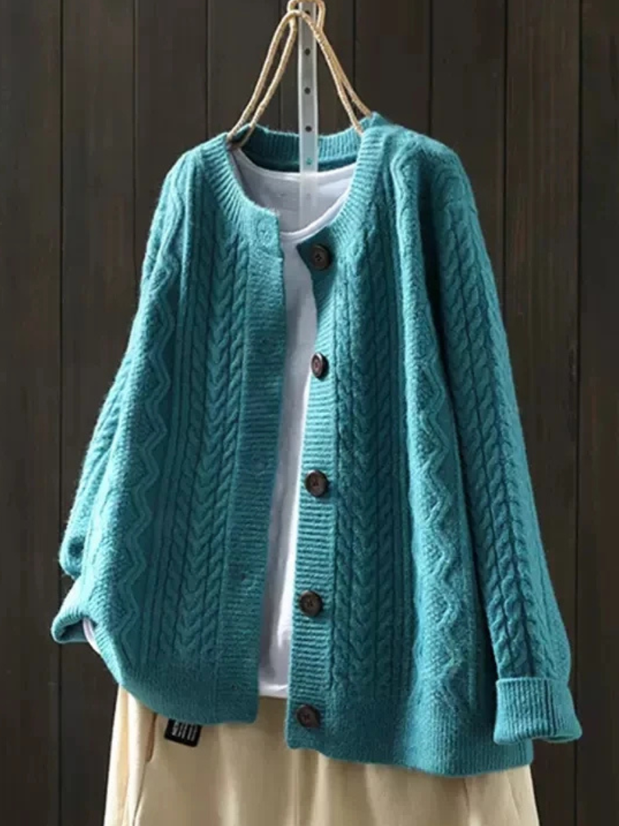 Jessamine | Women's Cable Knit Cardigan Oversized Button Up