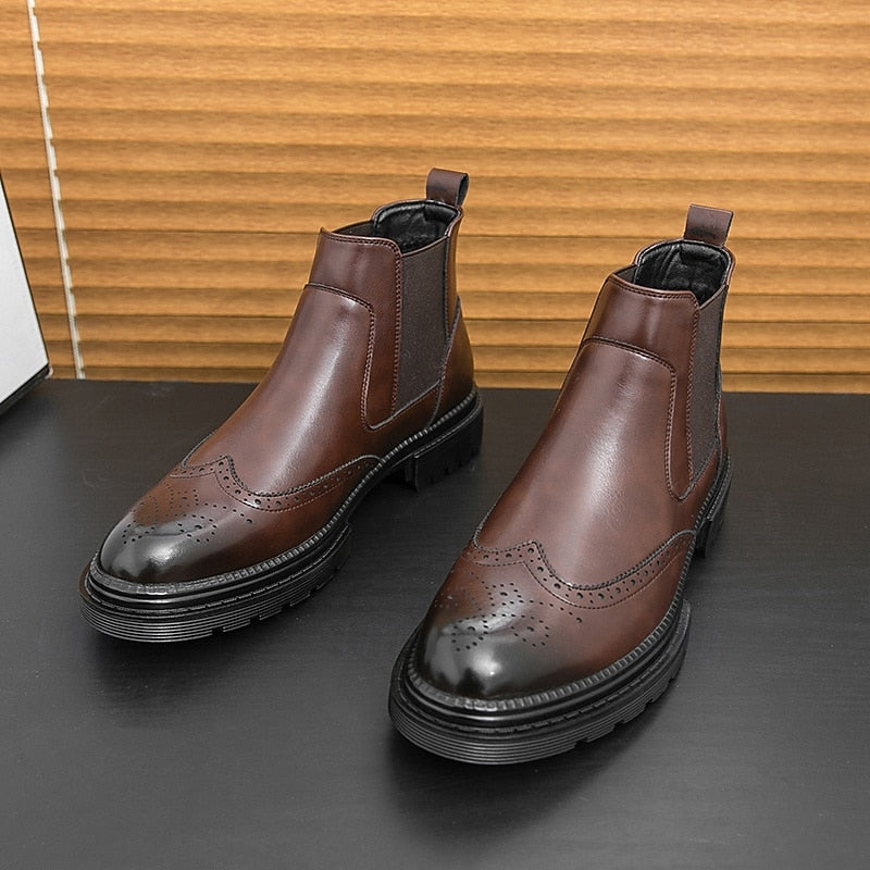 Lionel | Men's Brogue Chelsea Boots Leather