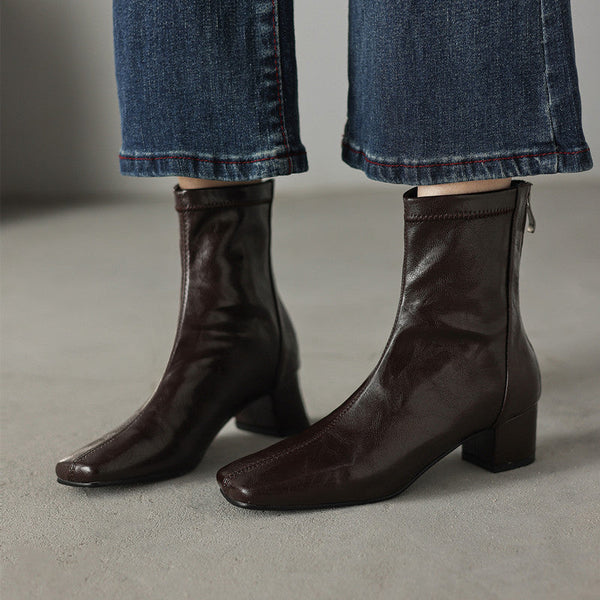 Magnolia | Women's Block Heel Leather Ankle Boots