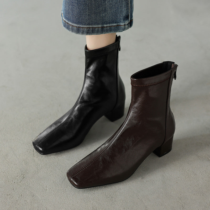 Magnolia | Women's Block Heel Leather Ankle Boots
