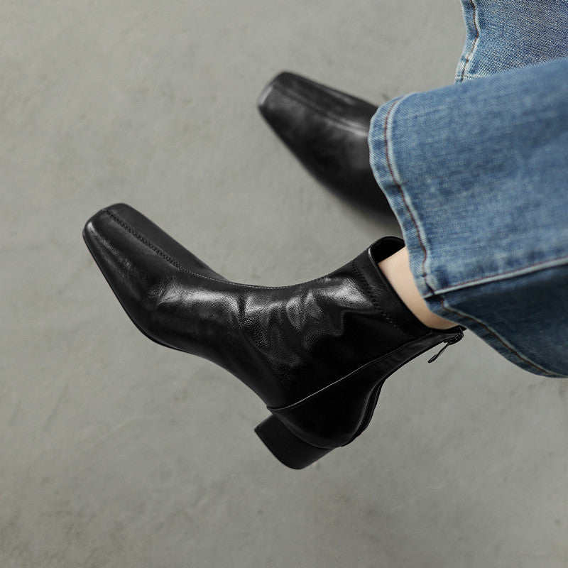 Magnolia | Women's Block Heel Leather Ankle Boots