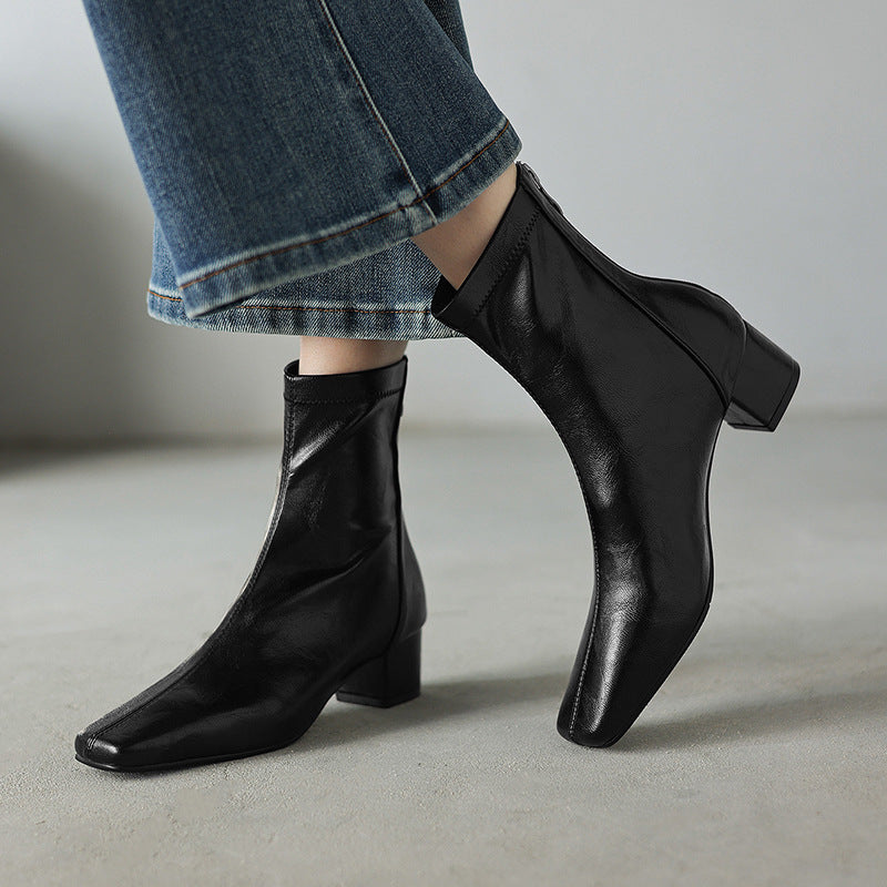 Magnolia | Women's Block Heel Leather Ankle Boots