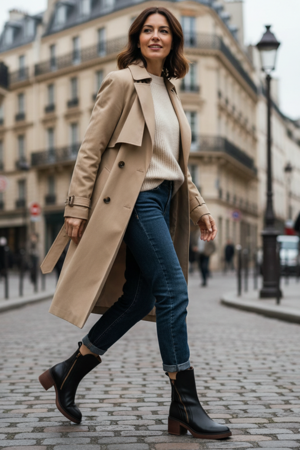 Maren | Women's Leather Ankle Boots Block Heel