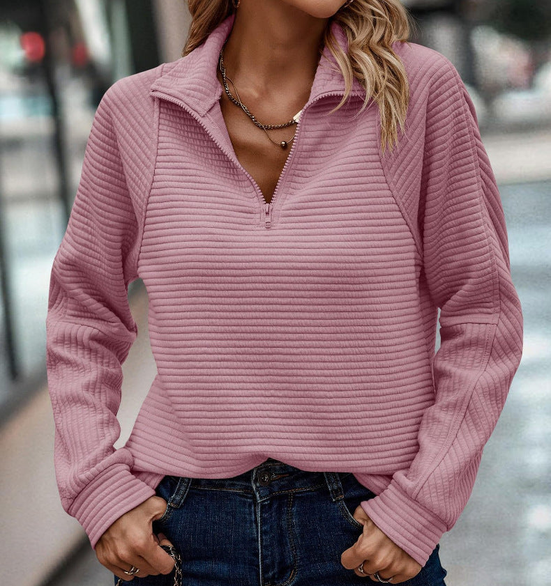Roxane - Women's Collared Zip Knitted Sweater