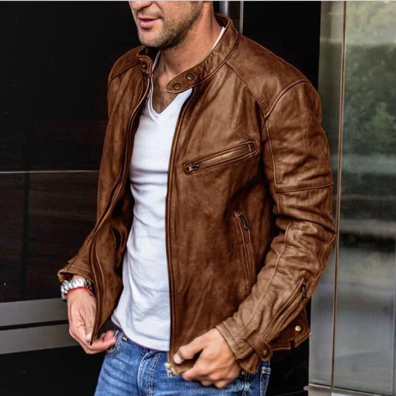 Ambrose - Men's Zip-Front Moto Leather Jacket